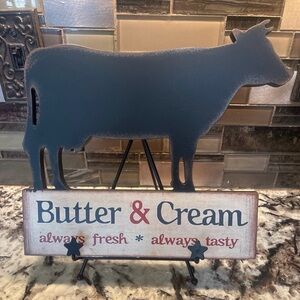 Butter & Cream Cow Kitchen Sign
